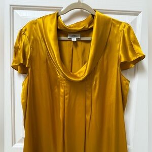 Loft Gold Silk Cowl Neck blouse-XL